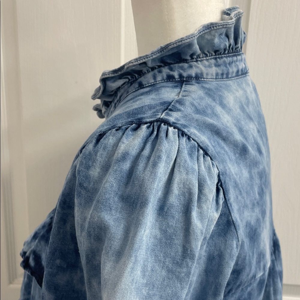 Women's Blue Button Down Shirt - Picture 5 of 12